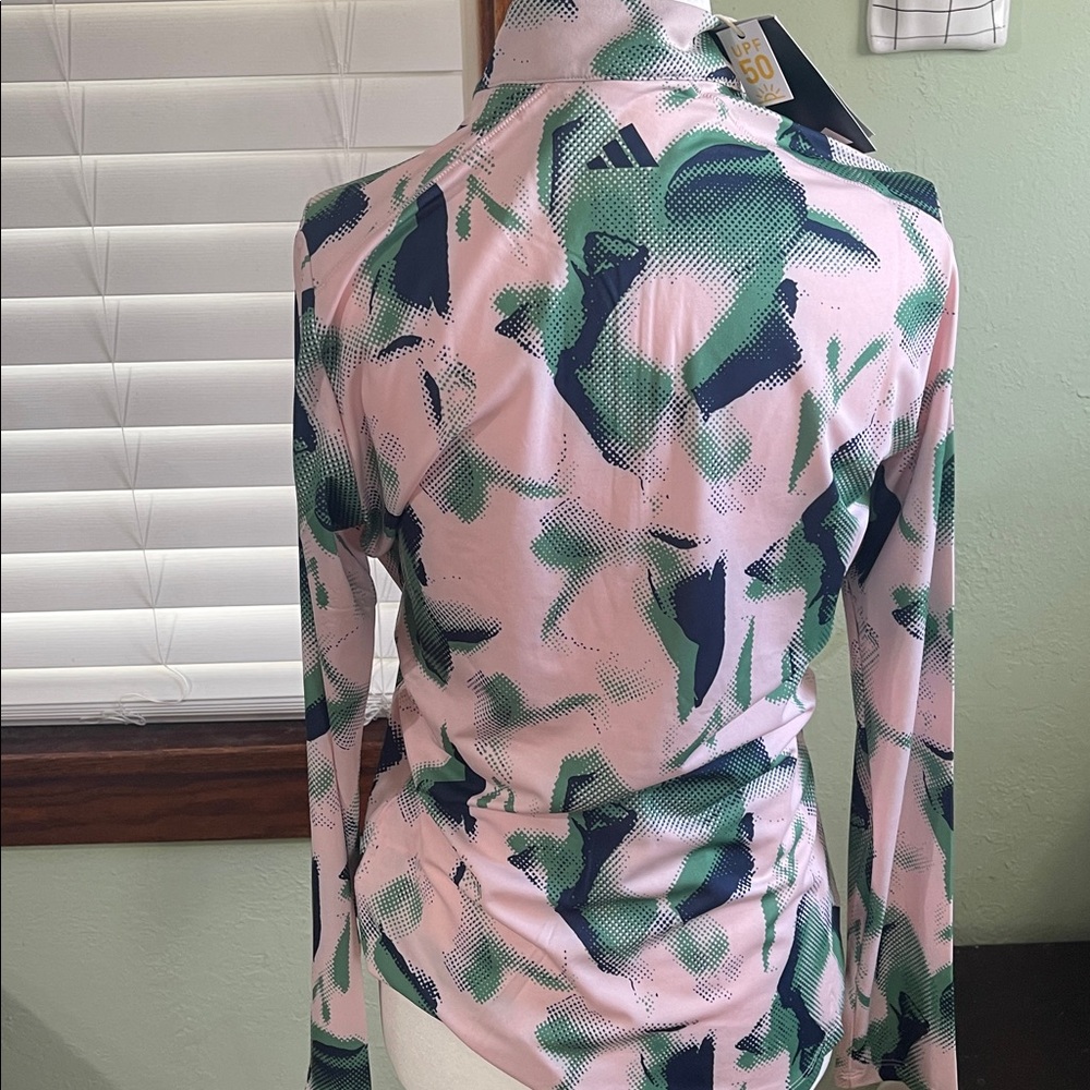 adidas Women's Pink and Green Long Sleeve Top - Picture 4 of 7